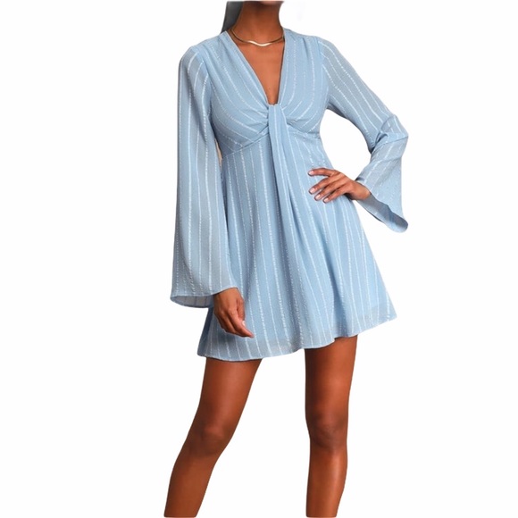 Lulu’s Million Reasons Blue Striped Mini D… - Picture 4 of 15